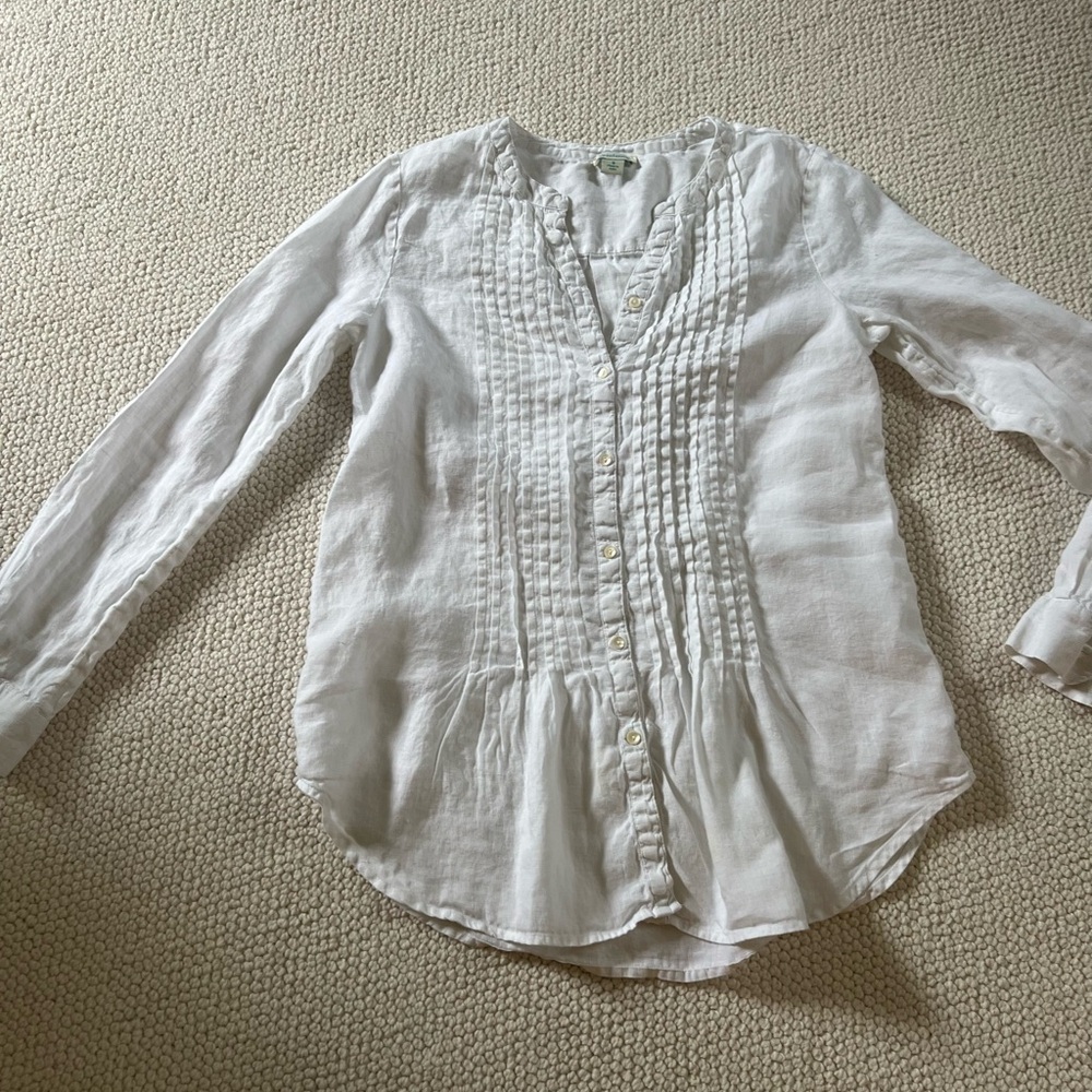 Sundance White Pleated Bib Collar Blouse